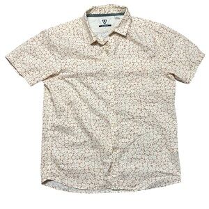 Vissla Men’s Cut Up Shirt Sleeve Button Up Floral Salmon Size Large